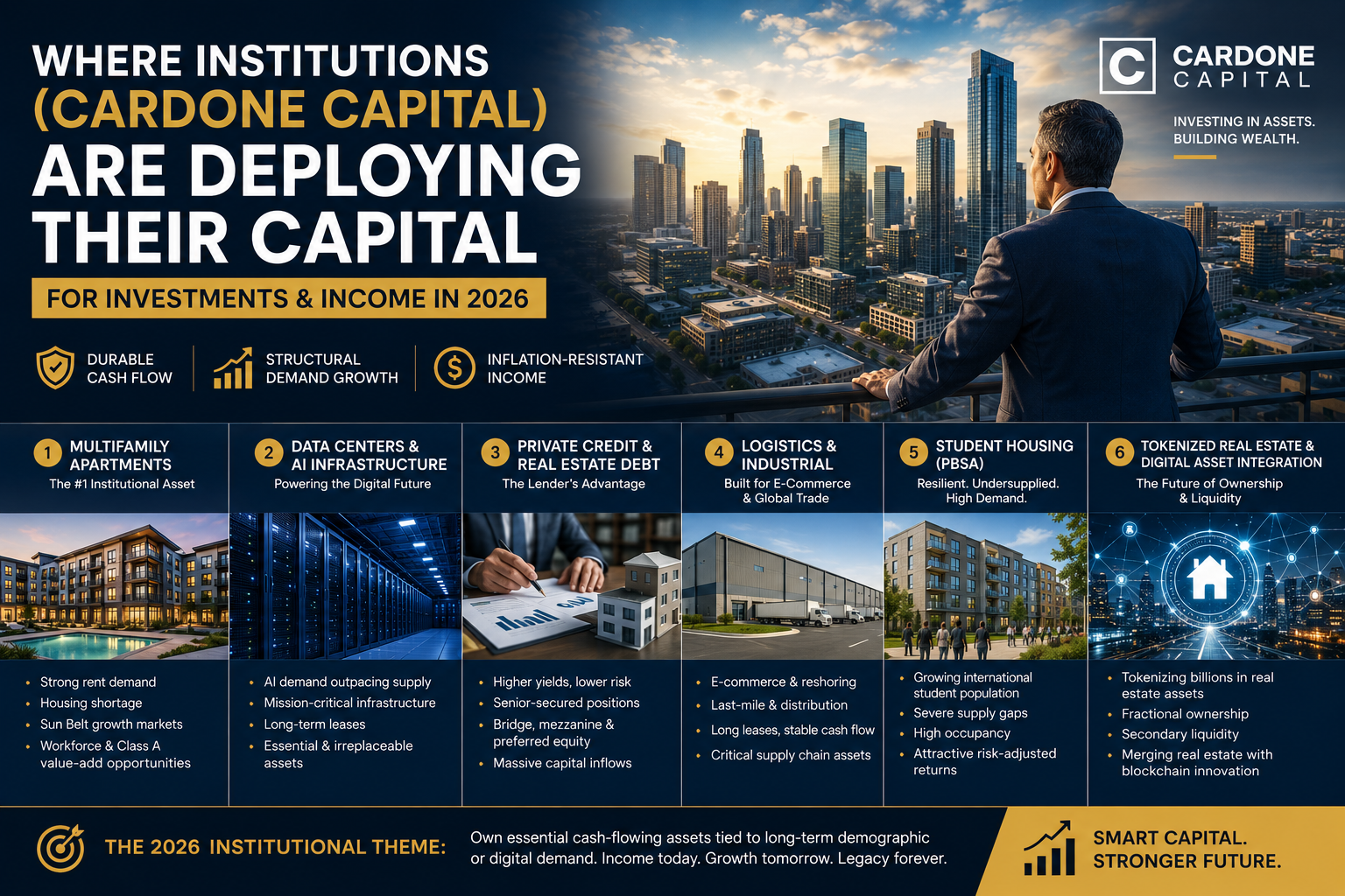 Where are Institutions (Cardone Capital) deploying their capital and funds for investments & income in 2026?