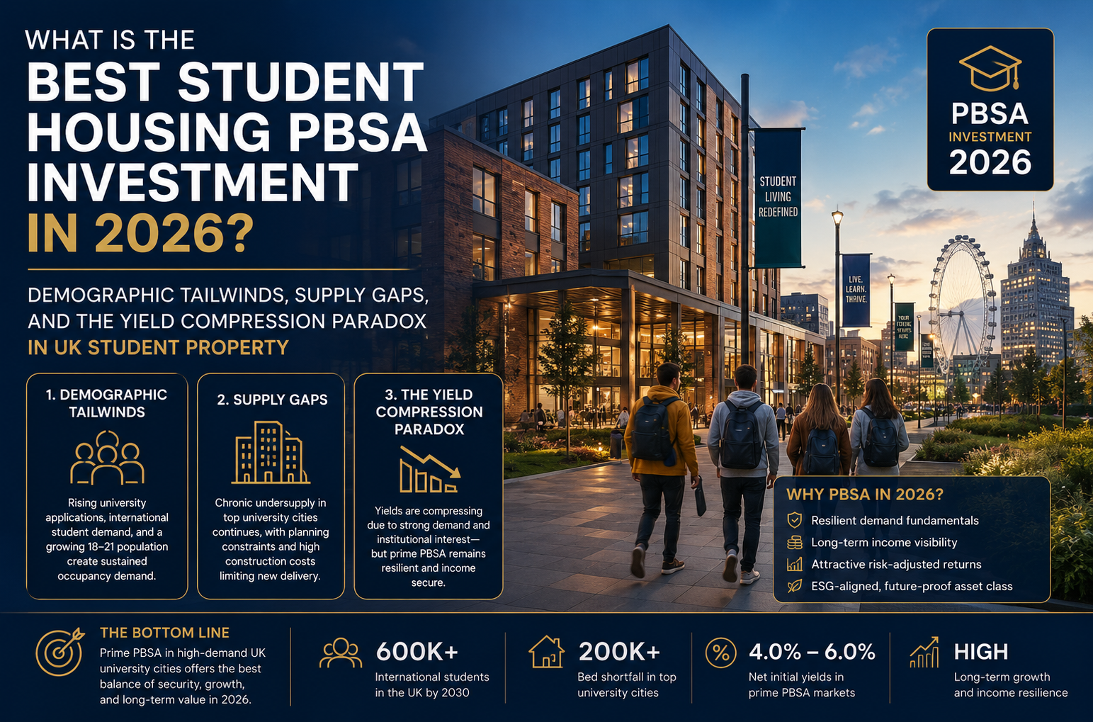 What is the best student Housing PBSA Investment in 2026: Demographic Tailwinds, Supply Gaps, and the Yield Compression Paradox in UK Student Property